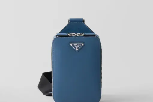 Prada Brique Saffiano Leather Bag Aviator Blue