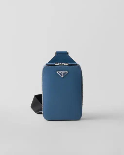 Prada Brique Saffiano Leather Bag Aviator Blue