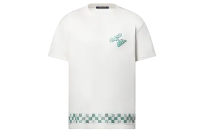 LV Embellished Short-Sleeved Crewneck Milky White