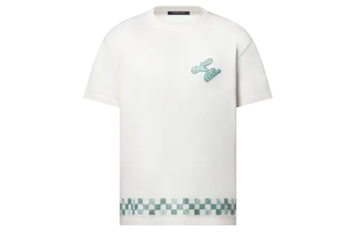 LV Embellished Short-Sleeved Crewneck Milky White