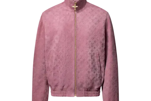 LV Monogram Debossed Leather Tracksuit Jacket Wistful Mauve