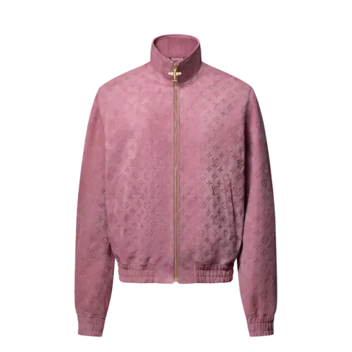LV Monogram Debossed Leather Tracksuit Jacket Wistful Mauve