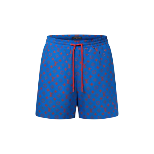 LV Monogram Swim Shorts Blue Aster