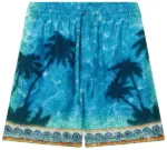 Casablanca Caustics Emblem Silk Shorts ‘Turquoise’