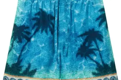 Casablanca Caustics Emblem Silk Shorts ‘Turquoise’