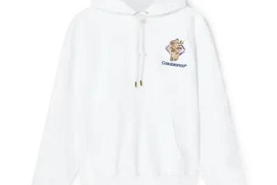 Casablanca Diamond Column Hooded Sweatshirt White