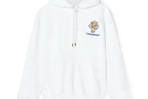 Casablanca Diamond Column Hooded Sweatshirt White