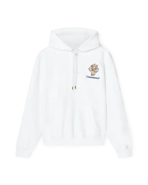 Casablanca Diamond Column Hooded Sweatshirt White