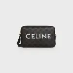 Celine Medium Messenger Bag in Triomphe Canvas Black