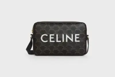Celine Medium Messenger Bag in Triomphe Canvas Black