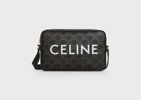 Celine Medium Messenger Bag in Triomphe Canvas Black