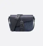 Dior Small Saddle Messenger Bag with Flap Navy Blue