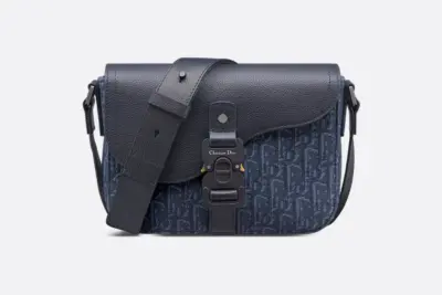 Dior Small Saddle Messenger Bag with Flap Navy Blue