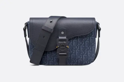 Dior Small Saddle Messenger Bag with Flap Navy Blue