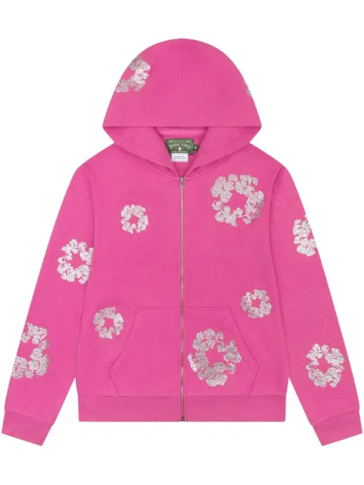Denim Tears Swarovski Wreath “Pink” zip hoodie