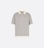 Dior Oblique polo shirt Cotton jacquard in white, blue and brown