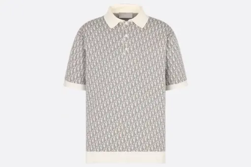 Dior Oblique polo shirt Cotton jacquard in white, blue and brown