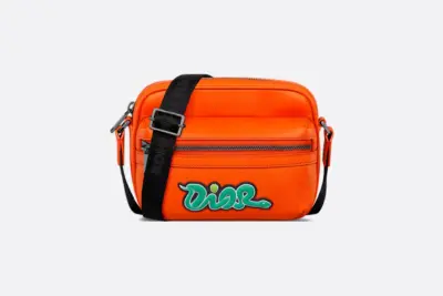 DIOR AND KAWS Mini Rider 2.0 Zipped Messenger Bag Orange