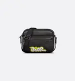 DIOR AND KAWS Mini Rider 2.0 Zipped Messenger Bag Black