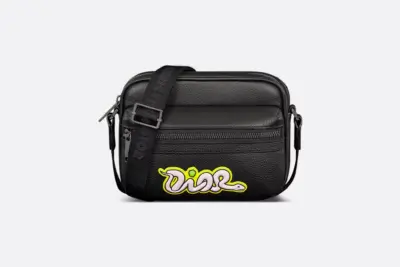 DIOR AND KAWS Mini Rider 2.0 Zipped Messenger Bag Black