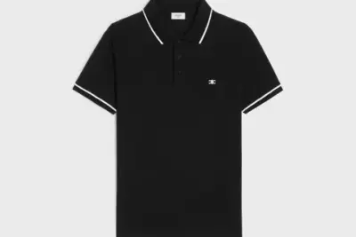 celine classic polo shirt in cotton piqué black