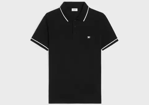 celine classic polo shirt in cotton piqué black