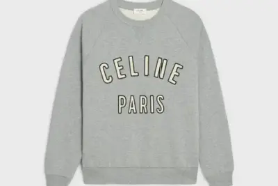 Loose Celine Paris sweatshirt made of cotton fleece grey