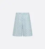 Dior Oblique Bermuda Shorts White and Sky Blue Silk Twill