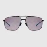 Aviator metal sunglasses in ruthenium metal/silver