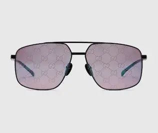 Aviator metal sunglasses in ruthenium metal/silver