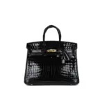 Hermès Birkin 25 Black Shiny Niloticus Crocodile