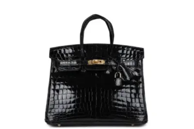 Hermès Birkin 25 Black Shiny Niloticus Crocodile