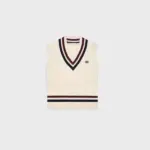 Celine triomphe v-neck cable-knit in cashmere ECRU