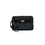 Prada triangle-logo Panelled Clutch Bag Black