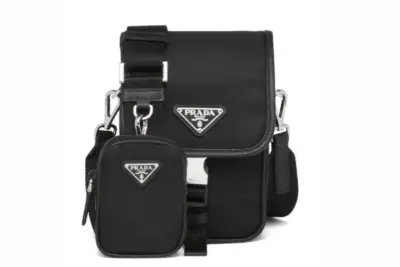 Prada Saffiano triangle-logo re-nylon shoulder bag black