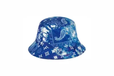 LV Monogram Bandana Reversible Bucket Hat Bleached Blue