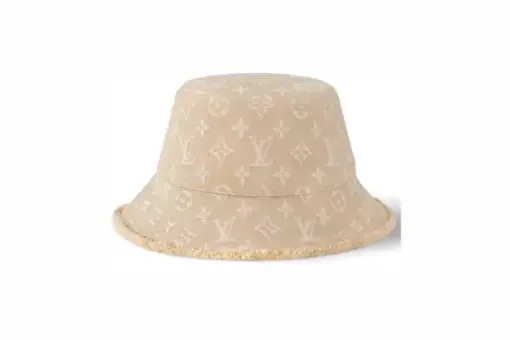 LV Monogram Denim Bucket Hat Beige Sable