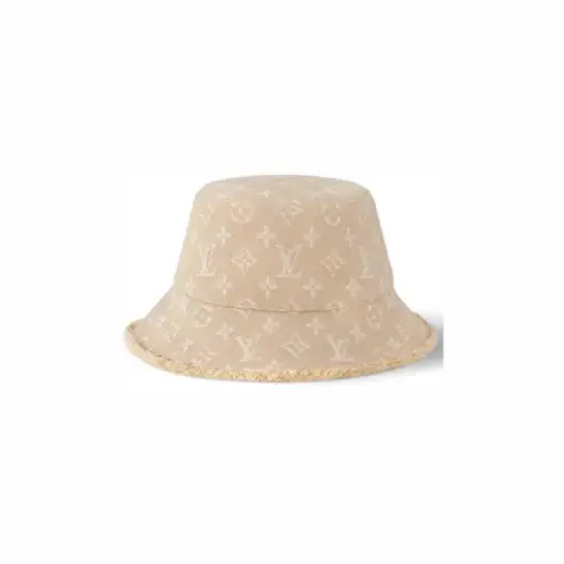 LV Monogram Denim Bucket Hat Beige Sable