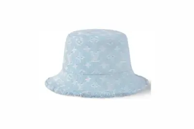 LV Monogram Denim Bucket Hat Denim Blue