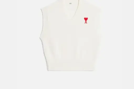 AMI Paris Ami de Coeur Sleeveless Sweater White