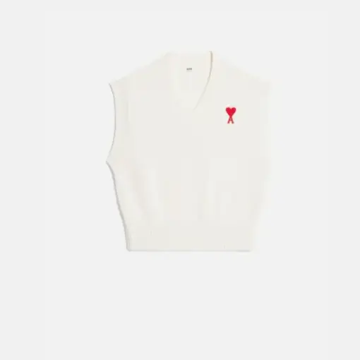 AMI Paris Ami de Coeur Sleeveless Sweater White