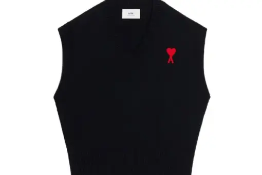AMI Paris Ami De Coeur V-neck vest black