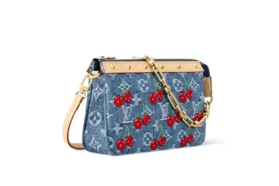 LV X TM Cerise Pochette Accessories in Denim Bag