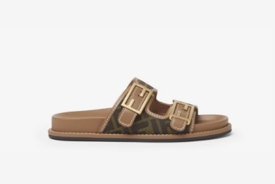 Fendi Feel Brown FF Fabric Slides