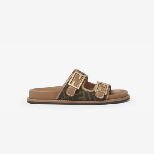 Fendi Feel Brown FF Fabric Slides