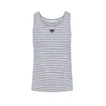 Prada triangle-logo striped tank top white/navy blue