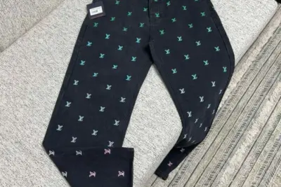 LV Blason Gradient Embroidered Denim Coach Pant