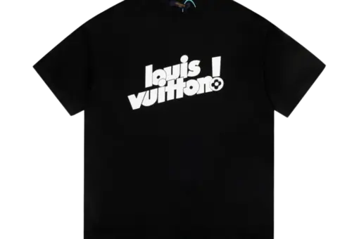 LV White Logo Black T-Shirt