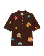 Motif Crochet Polo Shirt