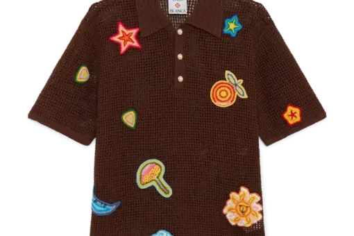 Motif Crochet Polo Shirt